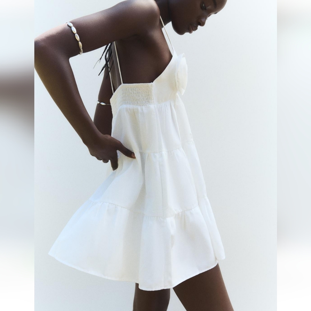 ZARA  MINI DRESS WITH  FLOWERS White - Picture 6 of 11